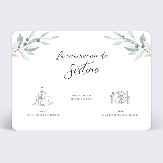 Faire-part communion Un Jour Heureux