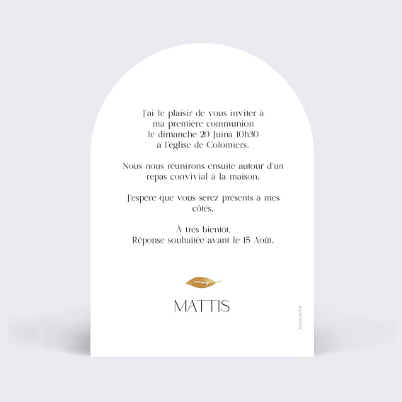 Faire-part Communion Couronne Chic Arche