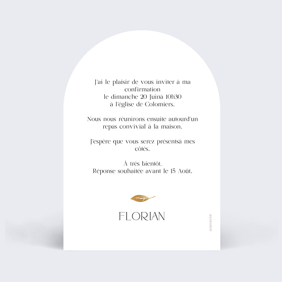 Faire-part Communion Couronne Chic Arche Confirmation