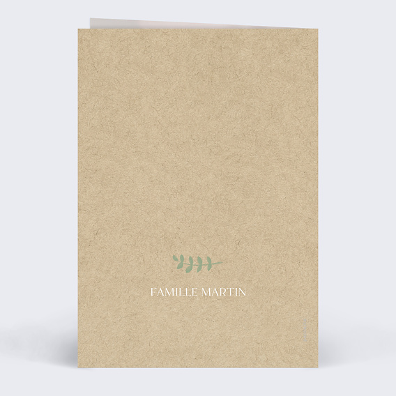 Faire-part communion Colombe Kraft Verso