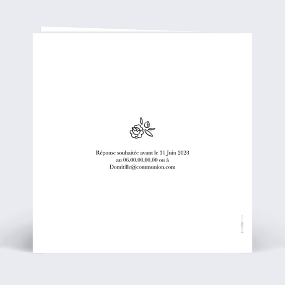 Faire-part communion Hexagone Champêtre Verso