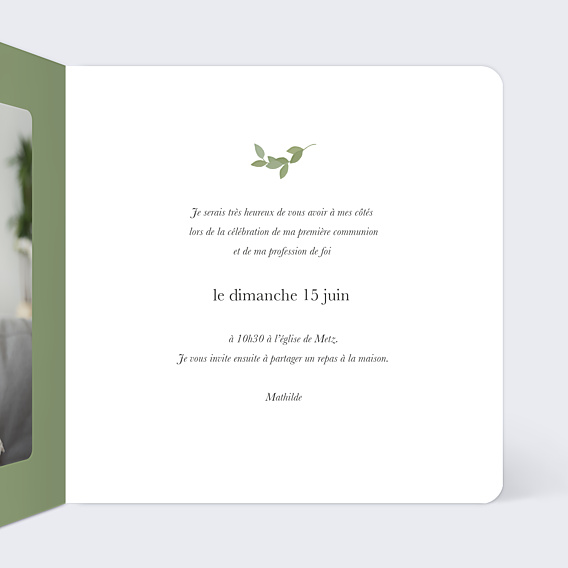 Faire-part Communion Petite Robe Blanche