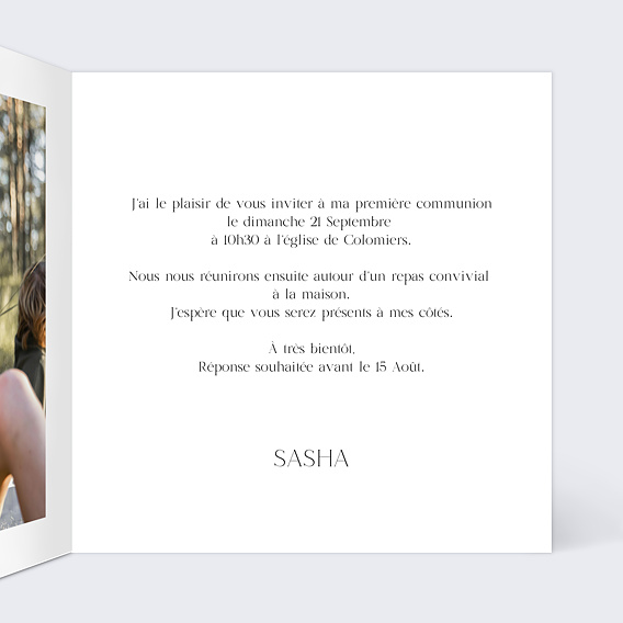 Faire-part communion Couronne Chic Intérieur Droit