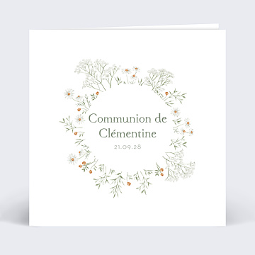 Faire-part Communion Champtre Blanc