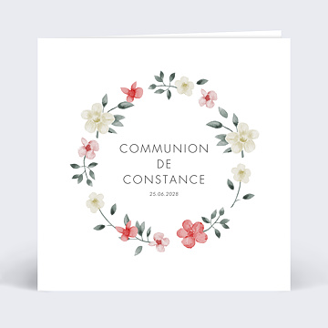 Faire-part Communion Champtre Fleuri