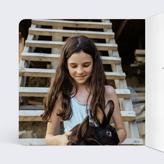 Faire-part communion Couronne Ovale Fleurie Intérieur Gauche