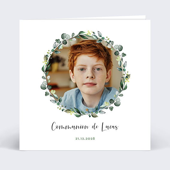 Faire-part Communion Couronne nature