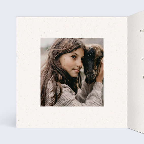 Faire-part communion Croix Fleurie Profession de Foi Intérieur Gauche