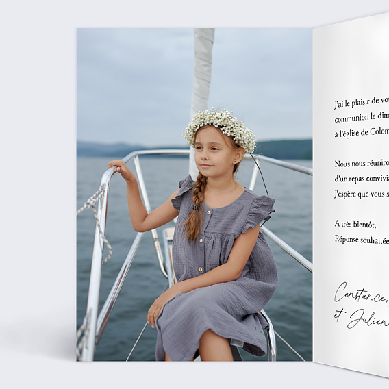 Faire-part Communion Couronne de Fleurs Sauvages
