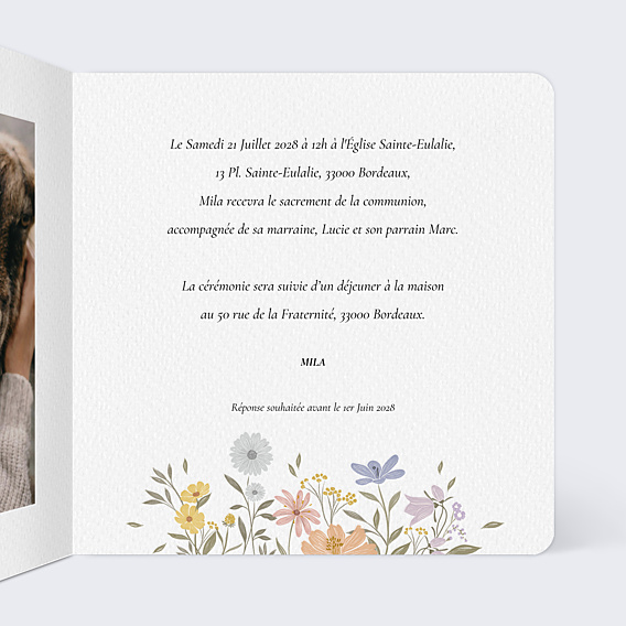 Faire-part Communion Idylle Bucolique