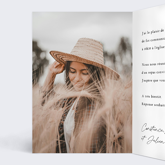 Faire-part Communion Couronne de Fleurs Sauvages Profession de Foi