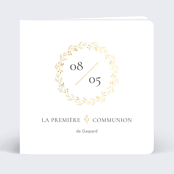 Faire-part Communion Couronne Dorée