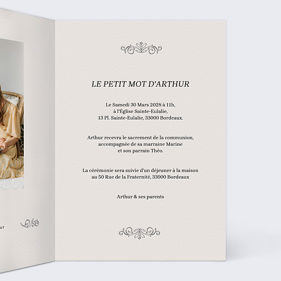 Faire-part Communion Gazette Vintage