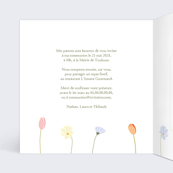 Faire-part communion Arrosoir Graines Intérieur Gauche