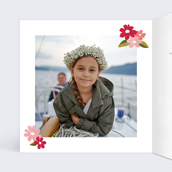 Faire-part communion Couronne de Bégonias Intérieur Gauche