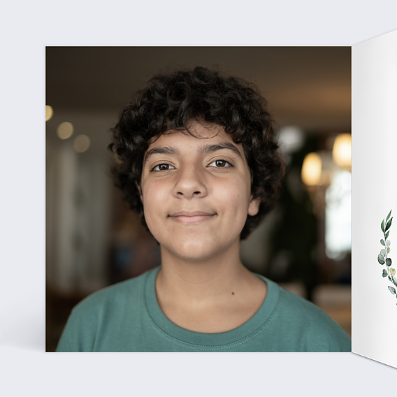 Faire-part communion Couronne Eucalyptus Intérieur Gauche