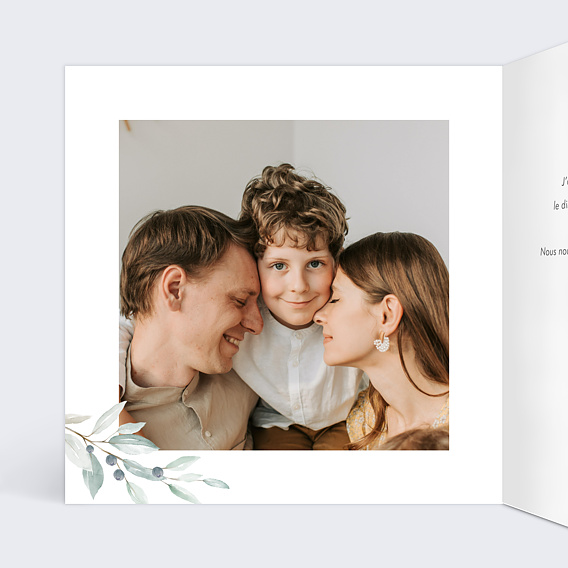 Faire-part communion Petite Croix Intérieur Gauche