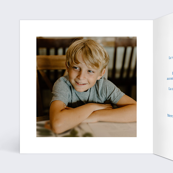 Faire-part communion Colombes Minimalistes Intérieur Gauche