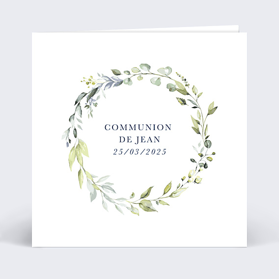 Faire-part Communion Couronne végétale