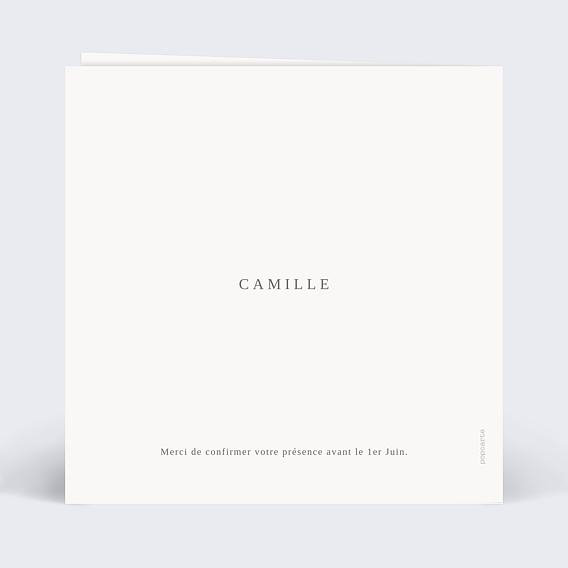 Faire-part communion Bohème Rosé Confirmation Verso