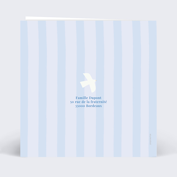 Faire-part communion Colombes Minimalistes Verso