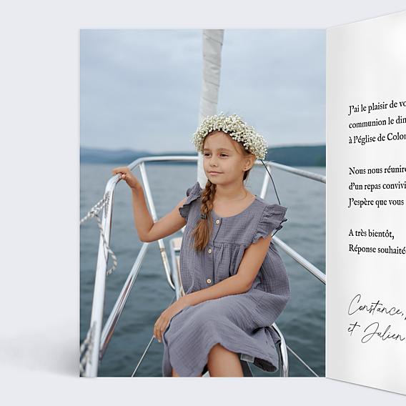 Faire-part Communion Couronne de Fleurs Sauvages