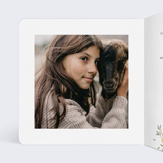 Faire-part communion Idylle Bucolique Intérieur Gauche