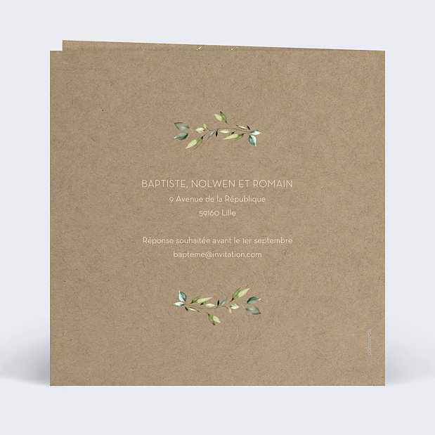Faire-part Communion Nature Kraft Verso