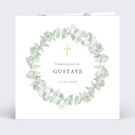 Faire-part Communion Couronne avec Croix
