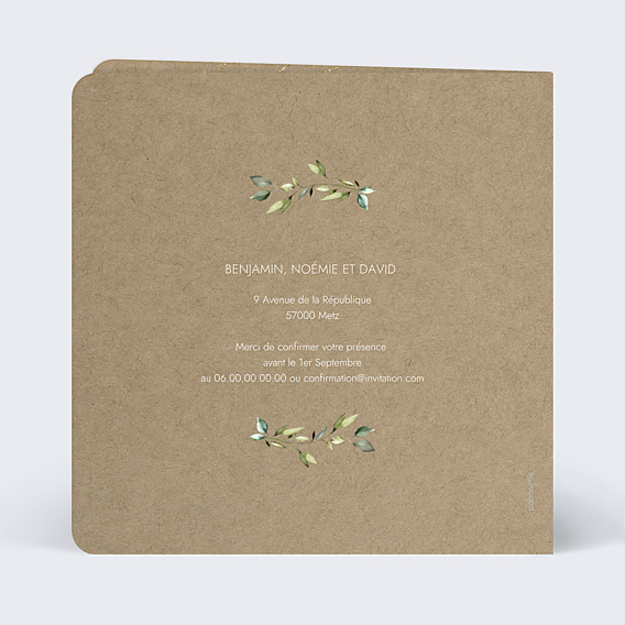 Faire-part Communion Nature Kraft Confirmation