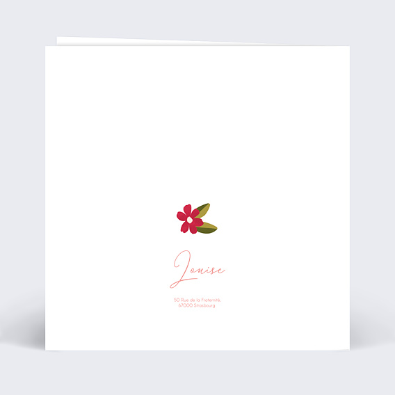 Faire-part communion Couronne de Bégonias Verso