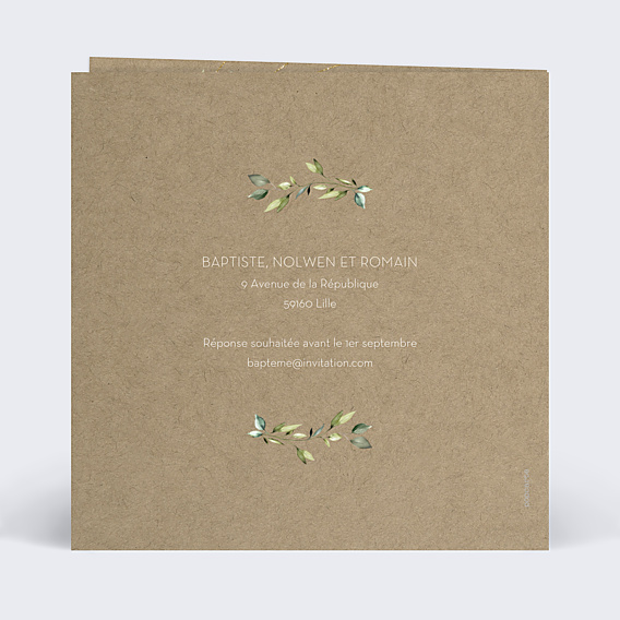 Faire-part Communion Nature Kraft