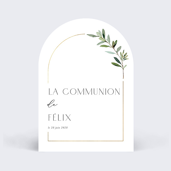 Faire-part Communion Arche Végétal Chic