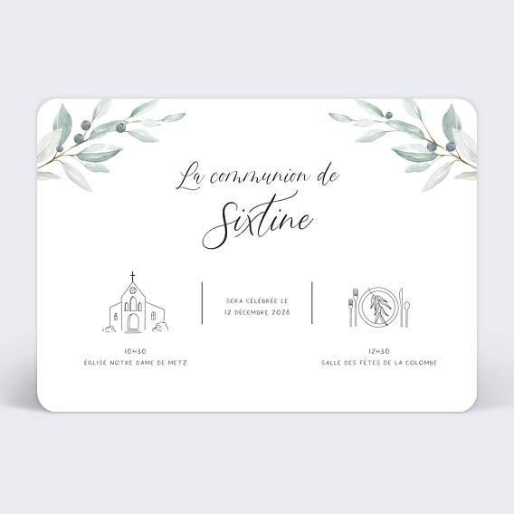 Faire-part communion Un Jour Heureux Recto