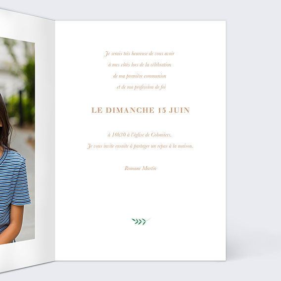Faire-part Communion Colombe Lettrine