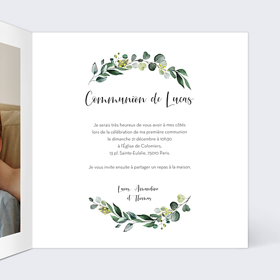 Faire-part Communion Couronne nature