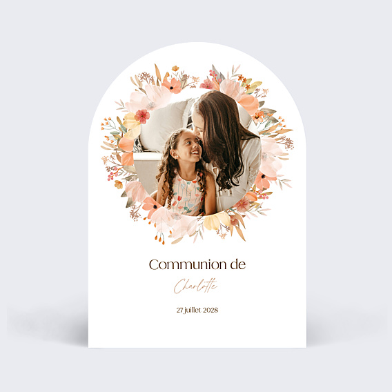 Faire-part Communion Flower of Fall avec Photo Arche