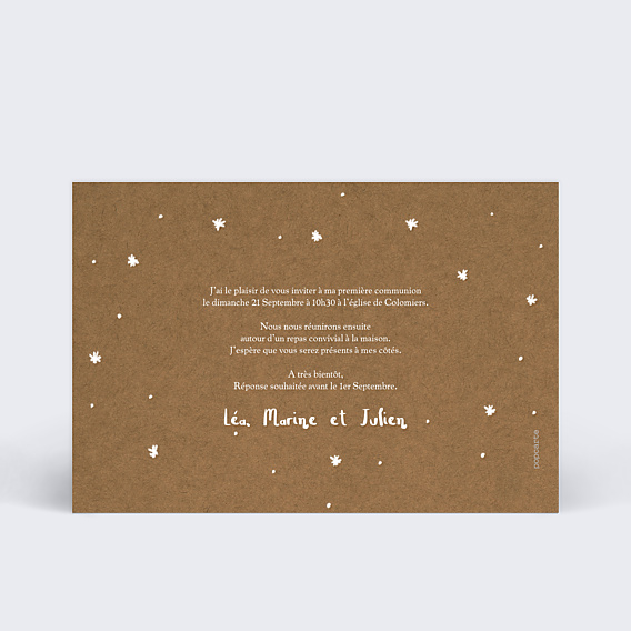 Faire-part Communion Kraft et Colombe