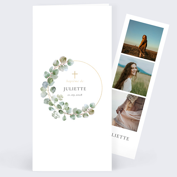 Faire-part communion Couronne Ocre Eucalyptus Confirmation