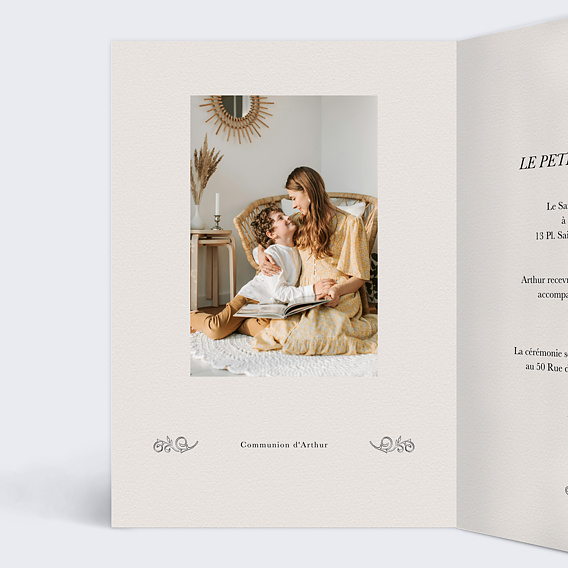 Faire-part communion Gazette Vintage Intérieur Gauche