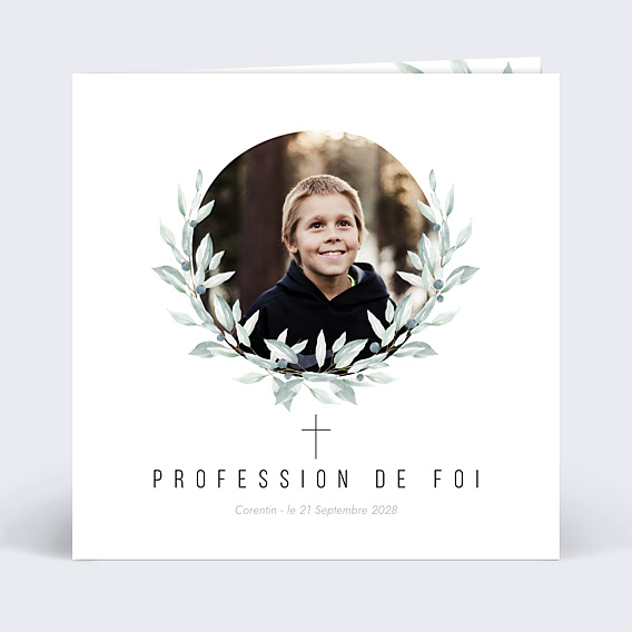 Faire-part communion Petite croix Profession de foi