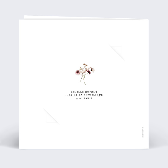 Faire-part Communion Couronne de Fleurs Sauvages Graines