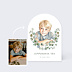 Faire-part Communion Portrait en aquarelle avec couronne eucalyptus