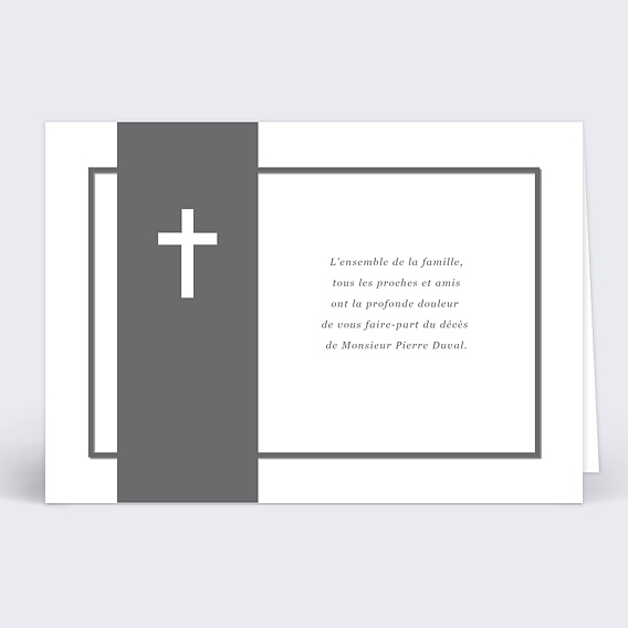 Faire Part Deces Croix Blanche Sur Bandeau Gris Popcarte