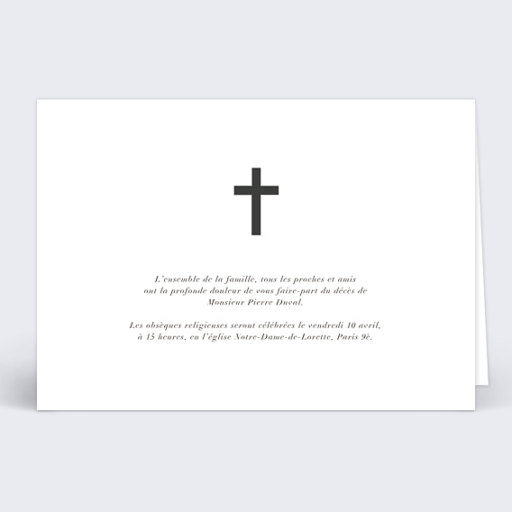 Faire-part décès Croix Chrétienne