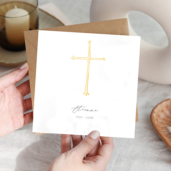 Faire Part Deces Croix Or Popcarte