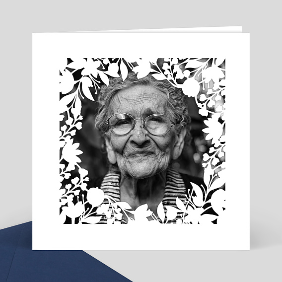 Faire part Décès Découpe Ronde de Fleurs