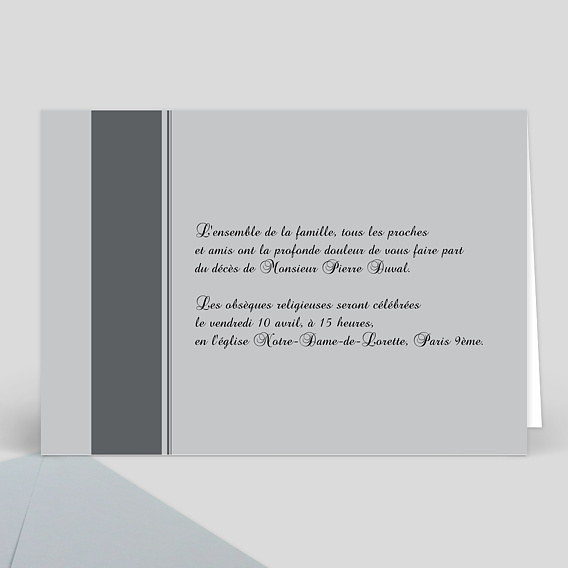 Faire-part de décès bande grise