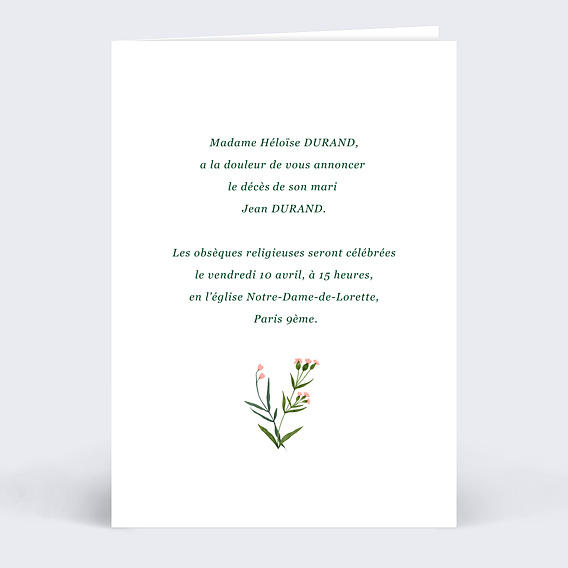 Faire-part décès Bourgeons