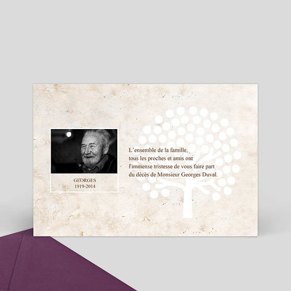 Faire part Décès Fond Arbre